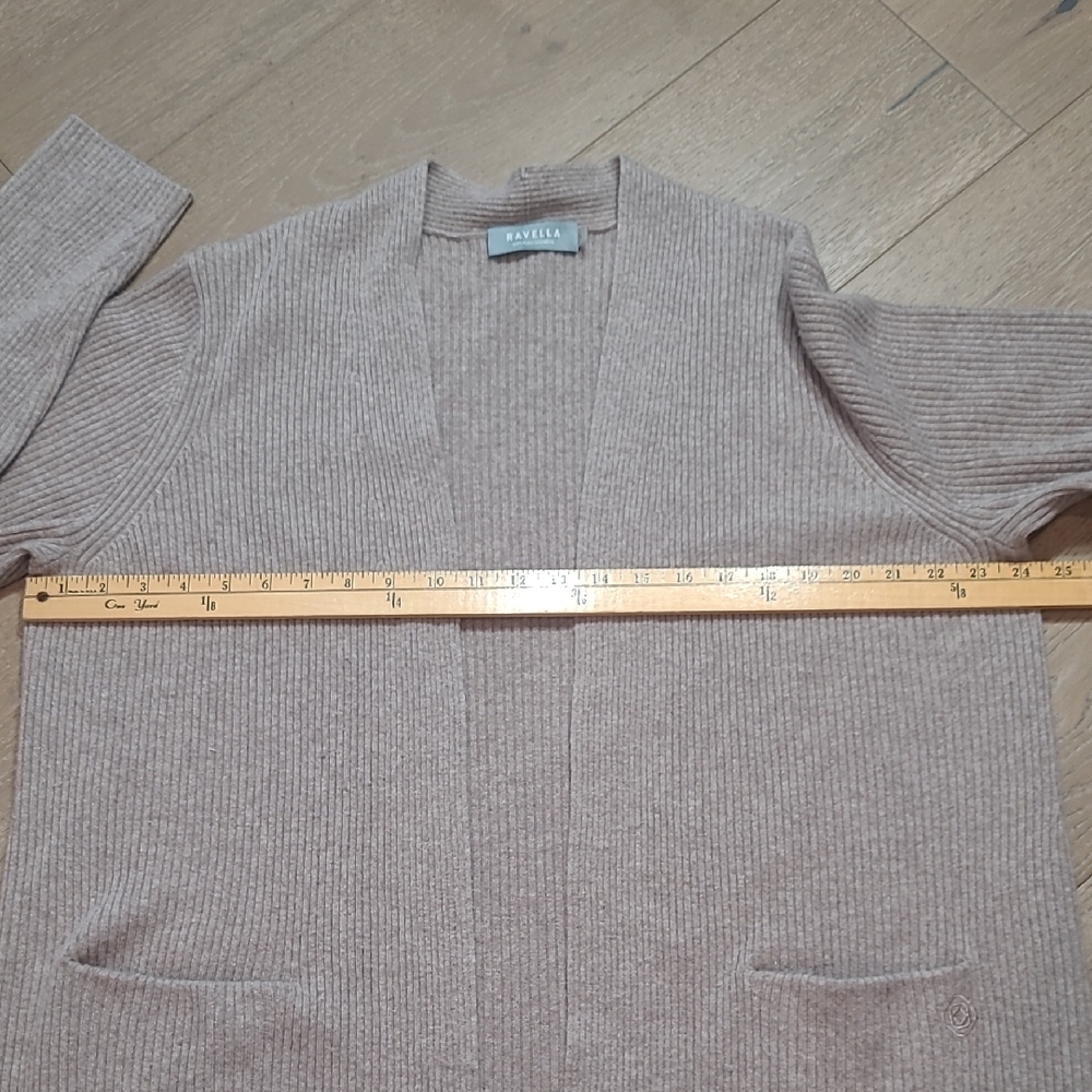 Euc Ravella Long Cardigan Women's Sz Xl 100% Luxury Cashmere Tan Open Sweater — image 7 of 8